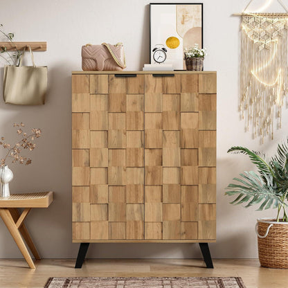Schuhschrank Holz, Schmal & Hoch, 5 Fächer, Verstellbar