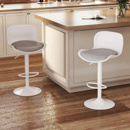 Höhenverstellbarer Barhocker 2er Set Weiß/Grau