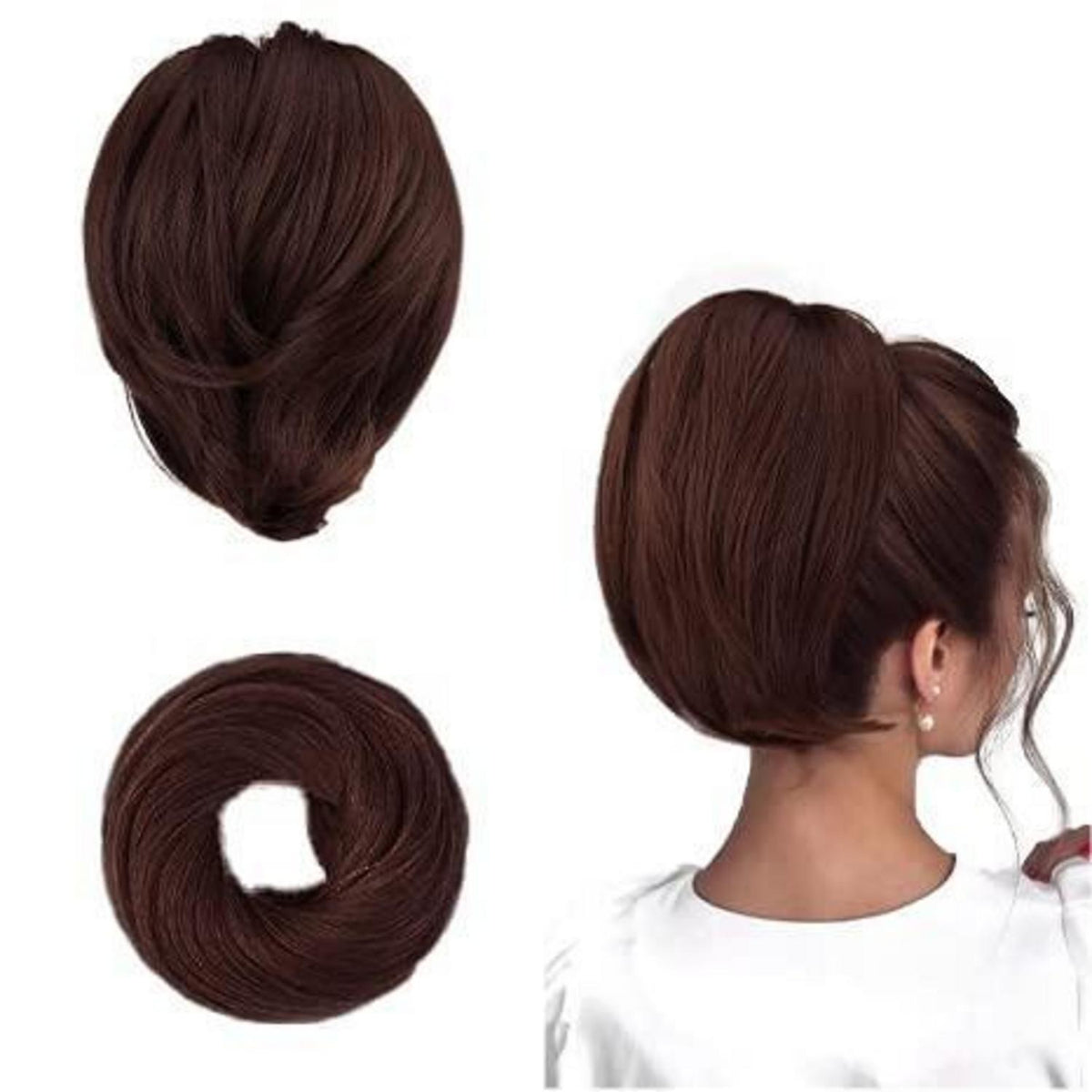 Haarteil Dutt Pferdeschwanz kurz, Dark Auburn 20cm