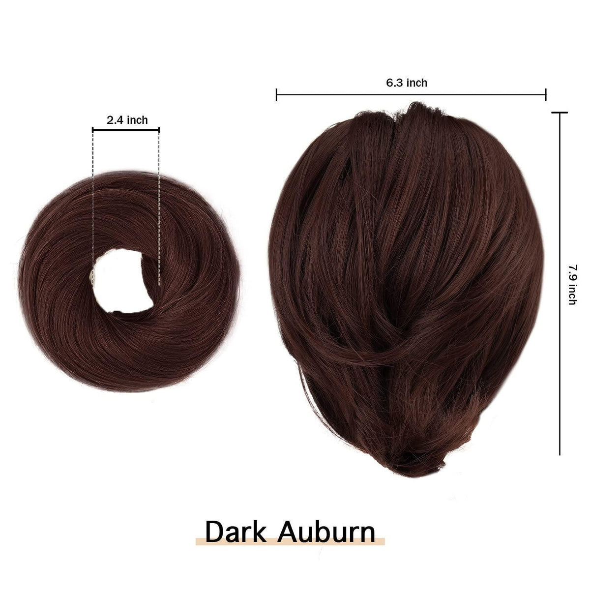 Haarteil Dutt Pferdeschwanz kurz, Dark Auburn 20cm