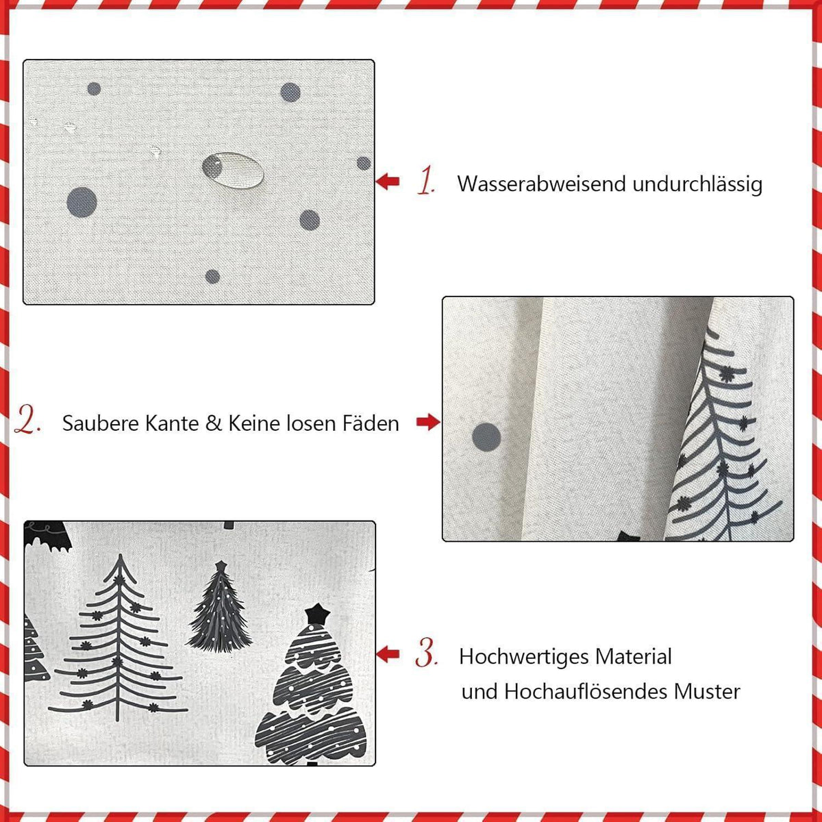 Wasserabweisende Weihnachtstischdecke Oval 140x180 - Schneeflocke & Tannenbaum