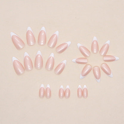 24er Set Mandel-French Nails zum Aufkleben mit Zubehör