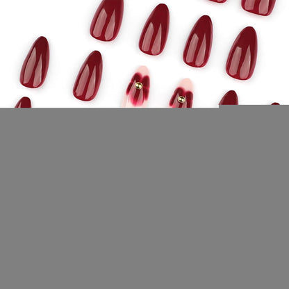 Rote Blume Press on Nails – Mandelform, 24 Stück Set