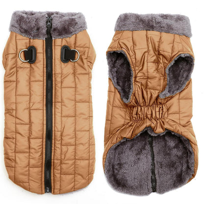Warmer Fleece Hundemantel mit Geschirr & D-Ring – Winterjacke XS
