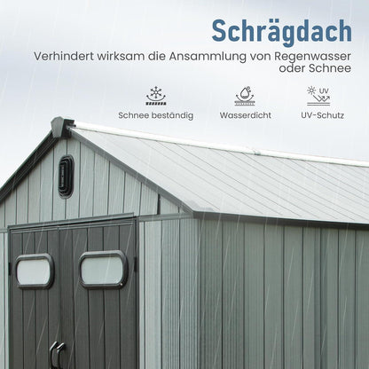 Gartenhaus Kunststoff Grau – 1,8 x 1,2 m, Abschließbar & Wetterfest