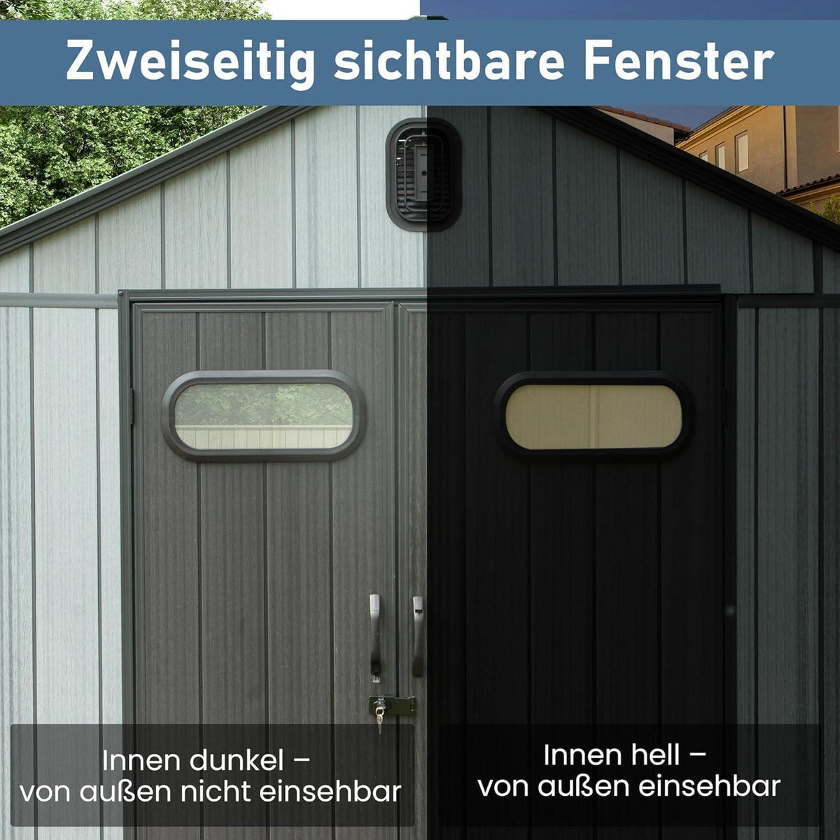 Gartenhaus Kunststoff Grau – 1,8 x 1,2 m, Abschließbar & Wetterfest