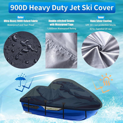 Jet Ski Abdeckung 3-Sitzer, 900D, Wasserdicht, Schwarz XL