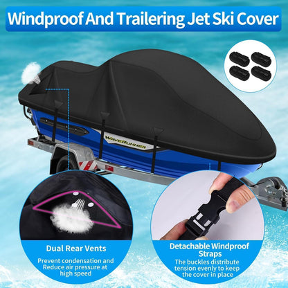 Jet Ski Abdeckung 3-Sitzer, 900D, Wasserdicht, Schwarz XL