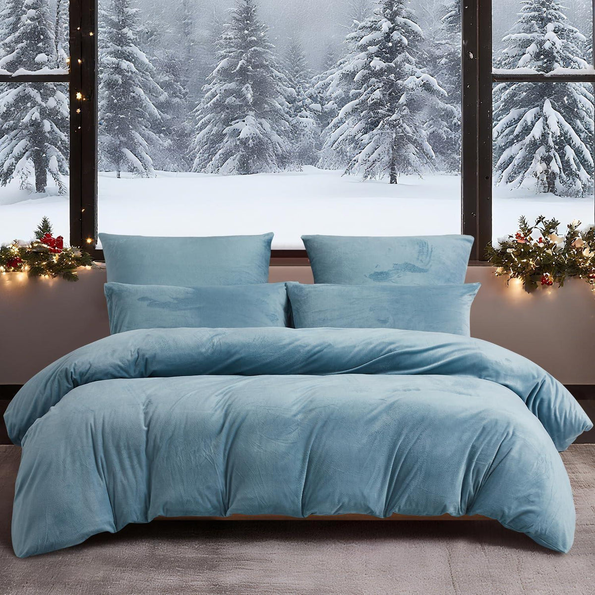 Flauschige Winterbettwäsche 220x240 Hellblau - Warm & Kuschelig