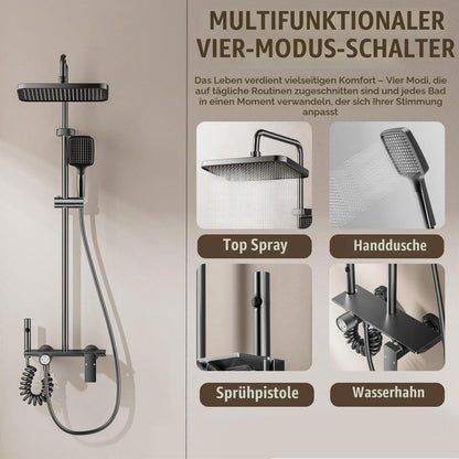 Duschsystem Komplettset mit Regendusche & Handbrause, höhenverstellbar