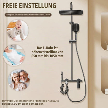 Duschsystem Komplettset mit Regendusche & Handbrause, höhenverstellbar