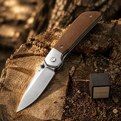 EDC Klappmesser D2 Stahl – Micarta Griff/Holzgriff – Robustes Outdoor Messer