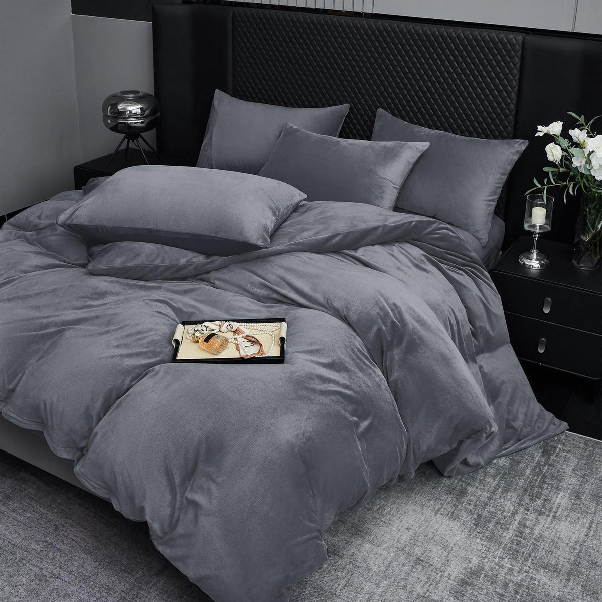 Winter Bettwäsche 220x240 Grau – Warm & Kuscheliges Flanell-Set