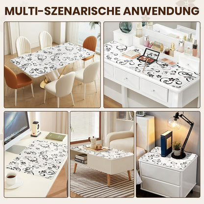 Transparente Tischfolie Blumenmuster 90x180 cm | Schutzfolie wasserdicht