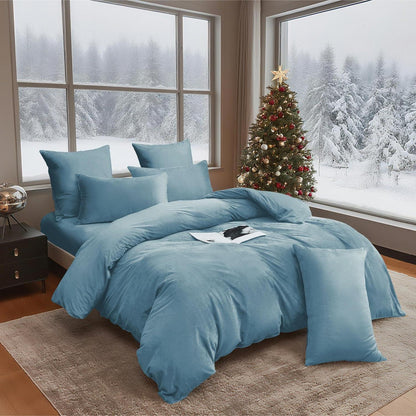 Flauschige Winterbettwäsche 135x200, Hellblau, 4-teilig