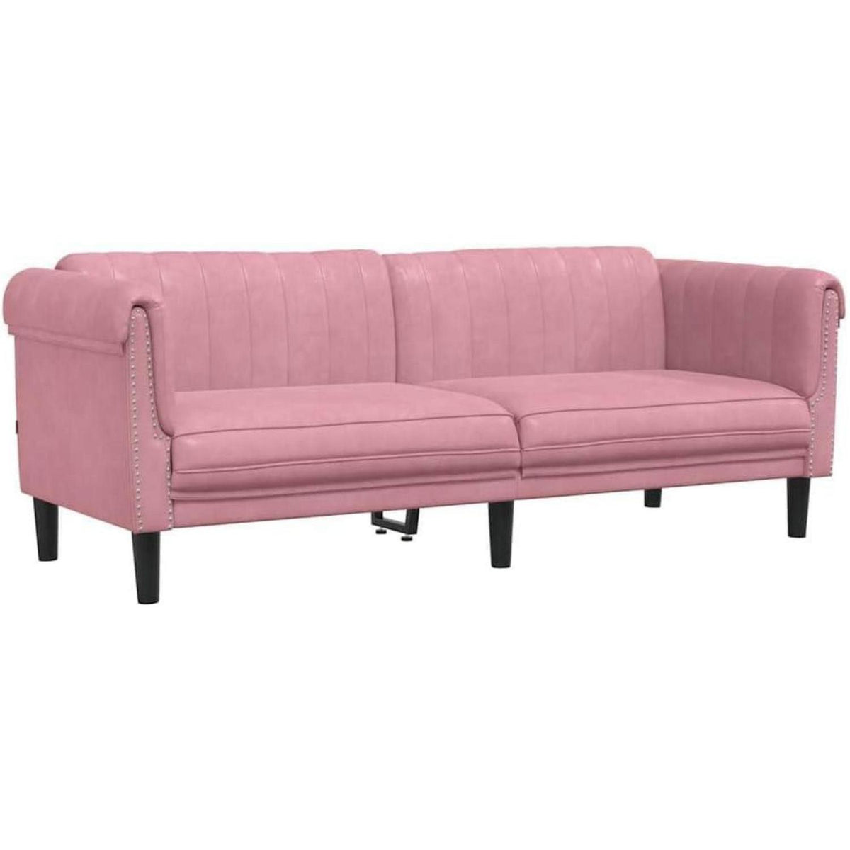 Rosa Samt 3-Sitzer Sofa – Modernes Bodencouch Sofa