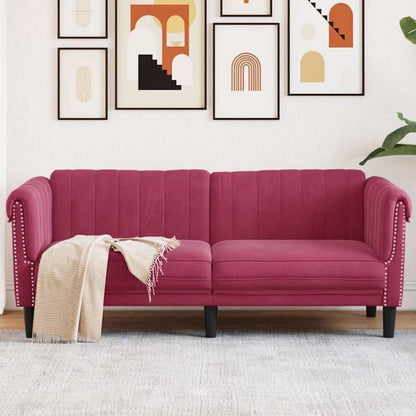 2-Sitzer Sofa Weinrot Samt mit Schlaffunktion