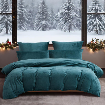 Winter Bettwäsche 135x200, Petrol - 4teilig, Flauschig & Kuschelig