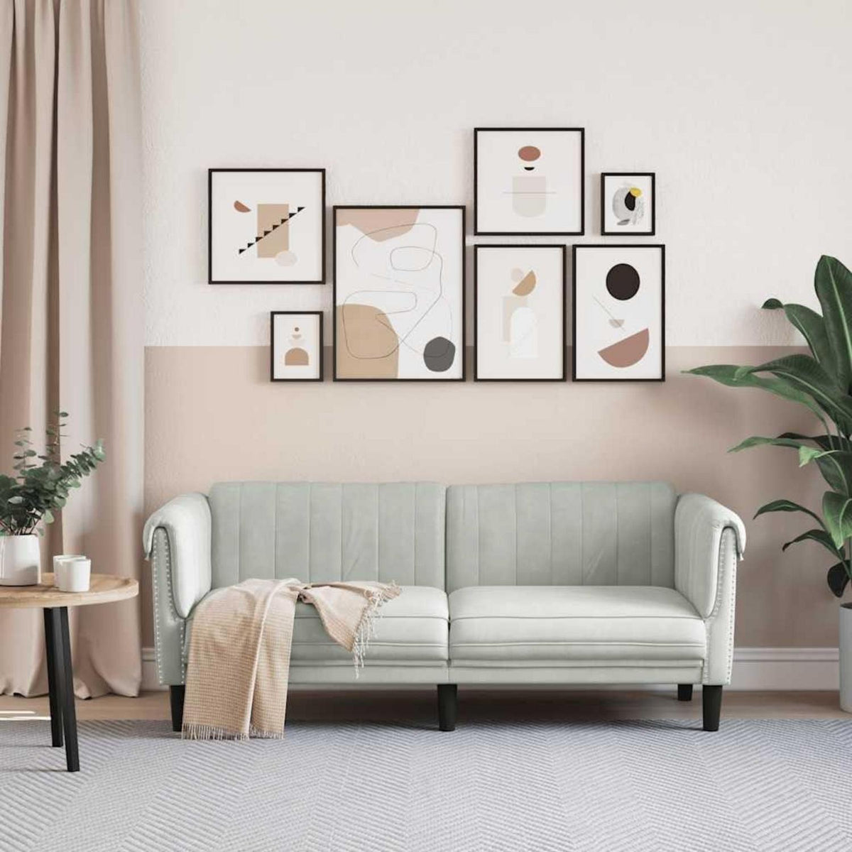 2-Sitzer Sofa Hellgrau Samt – Bequemer Sessel für Wohnzimmer