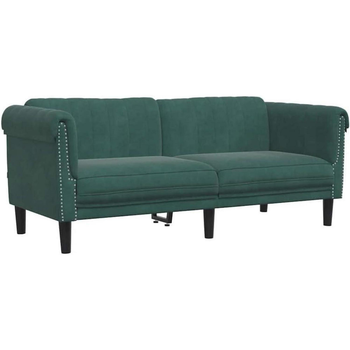2-Sitzer Sofa Dunkelgrün Samt | Moderner Akzentstuhl mit Kissen