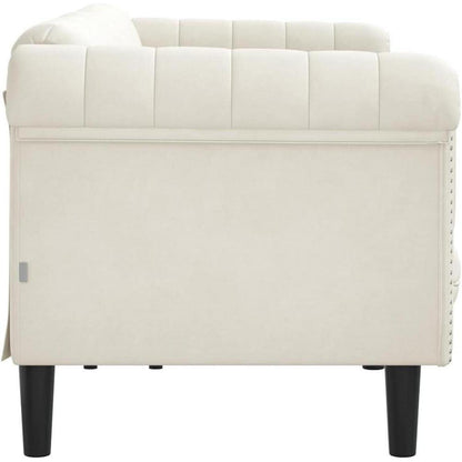 3-Sitzer Sofa Creme Samt – Wohnzimmer Sessel