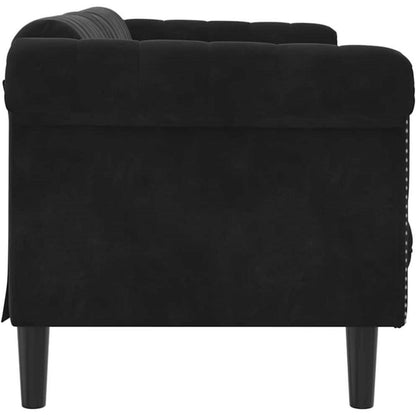 3-Sitzer Sofa Schwarz Samt – Moderne Bodencouch