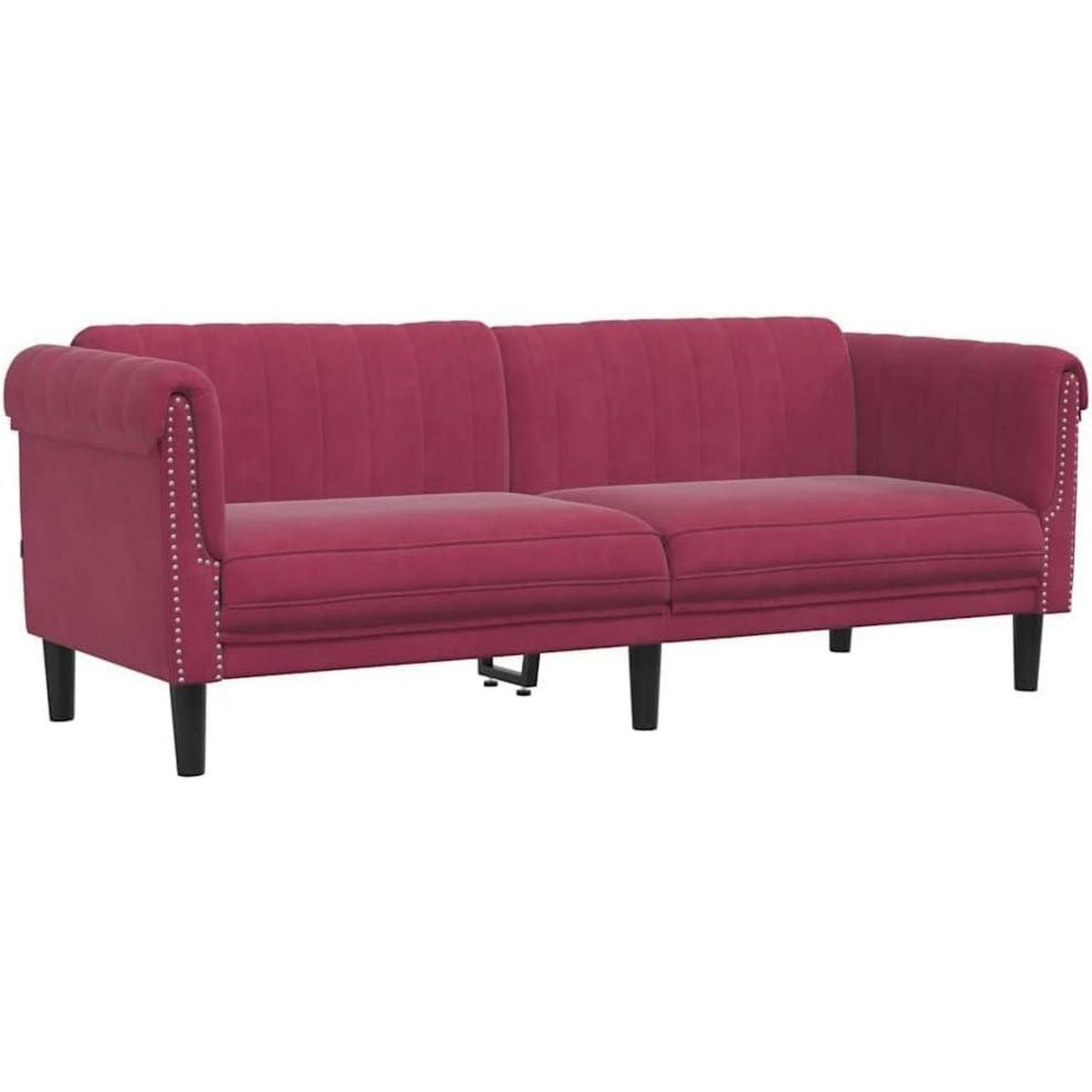 Weinrotes 3-Sitzer Sofa aus Samt – Wohnzimmer & Schlafzimmer