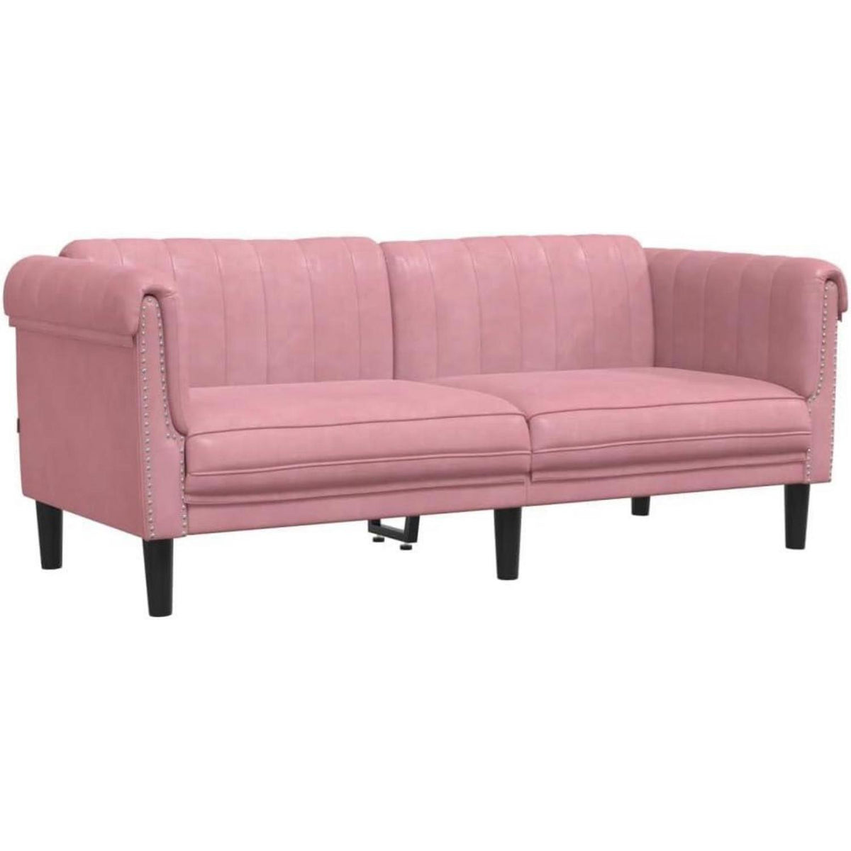 Rosa Samt 2-Sitzer Sofa mit Holzbeinen – Leseecke & Loungesessel