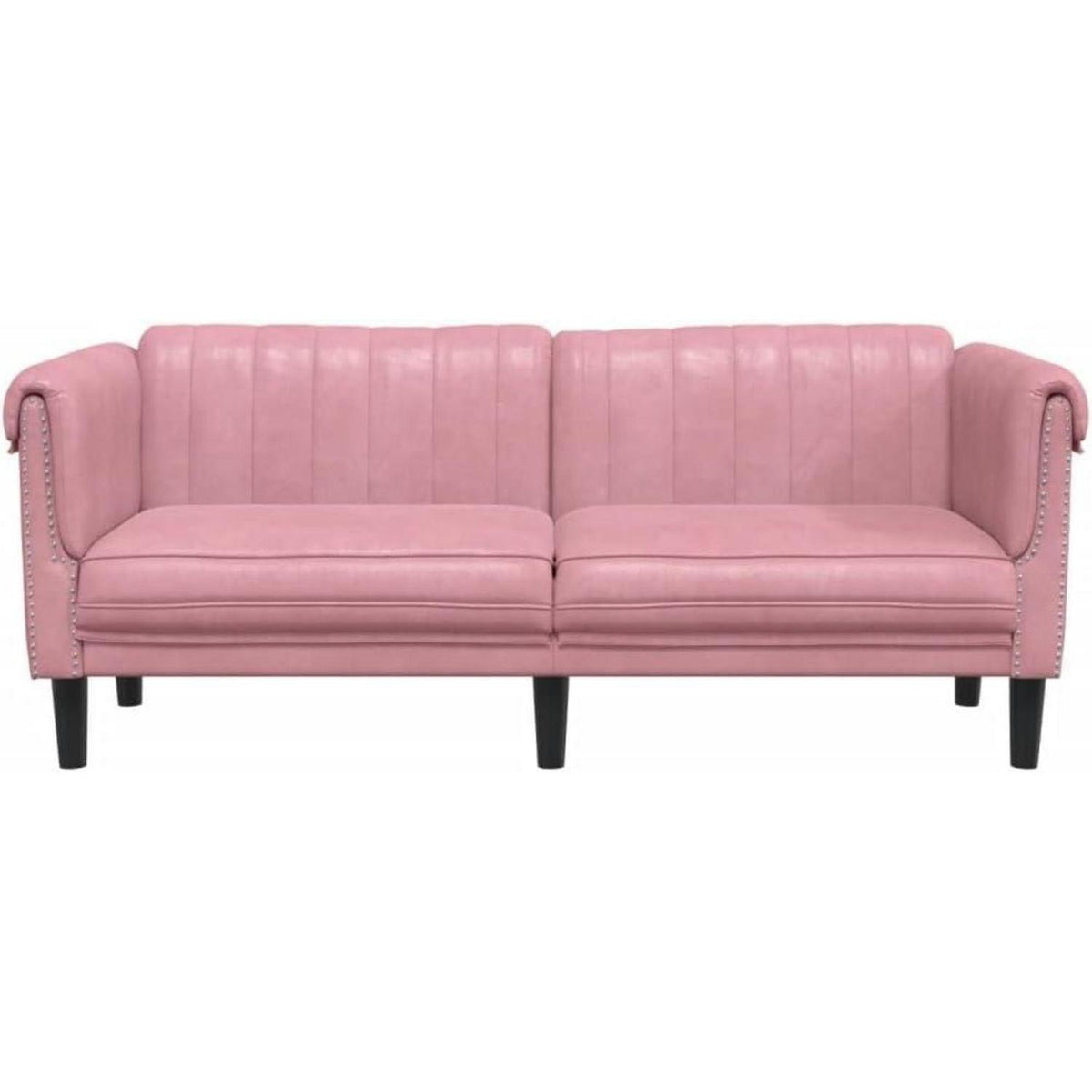 Rosa Samt 2-Sitzer Sofa mit Holzbeinen – Leseecke & Loungesessel