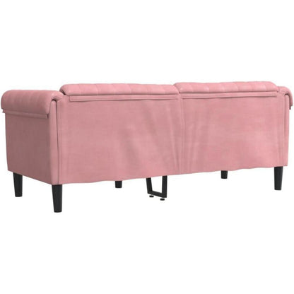 Rosa Samt 2-Sitzer Sofa mit Holzbeinen – Leseecke & Loungesessel