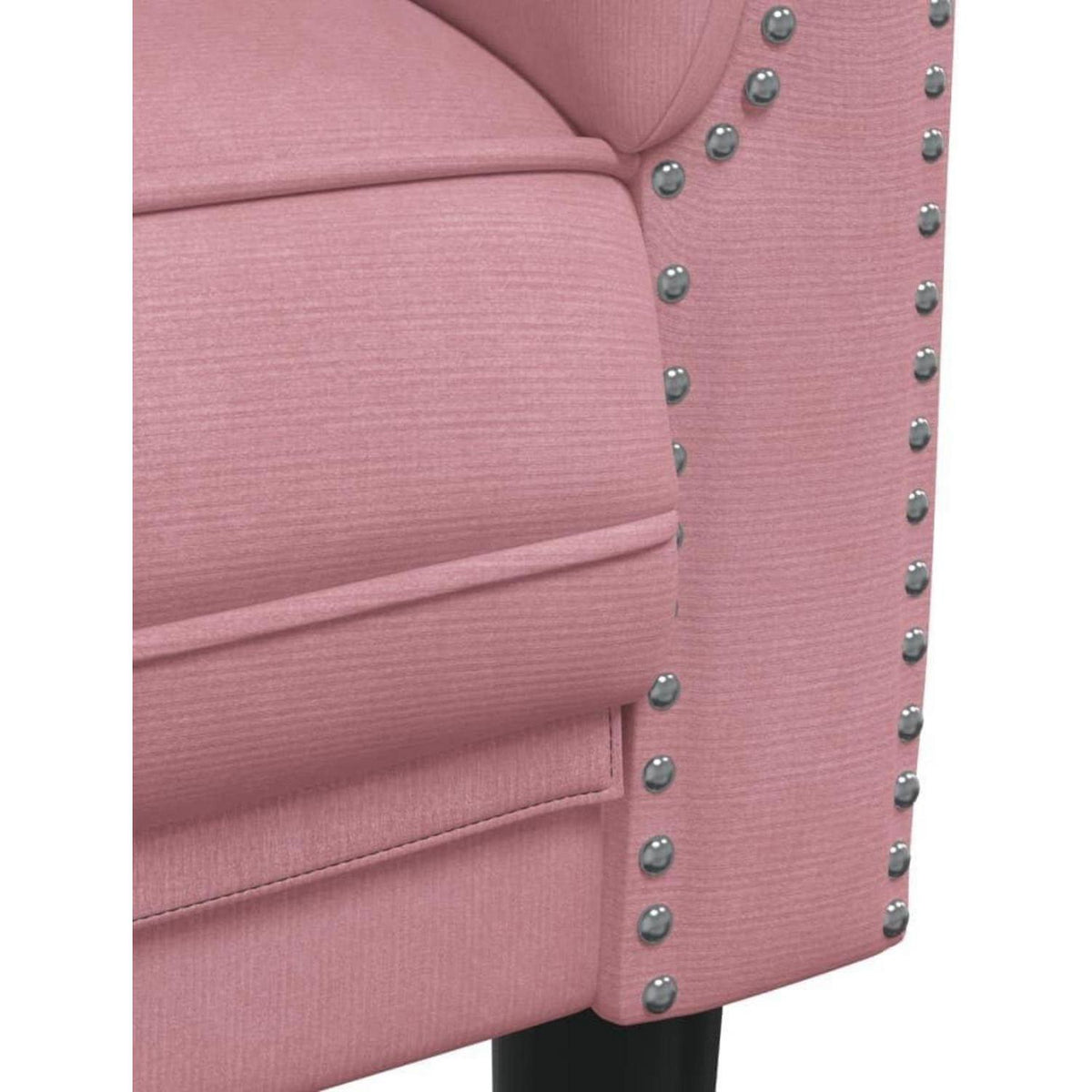 Rosa Samt 2-Sitzer Sofa mit Holzbeinen – Leseecke & Loungesessel