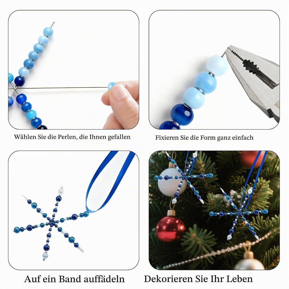 Drahtsterne Set Weihnachten – 24/36 Schneeflocken Perlensterne DIY