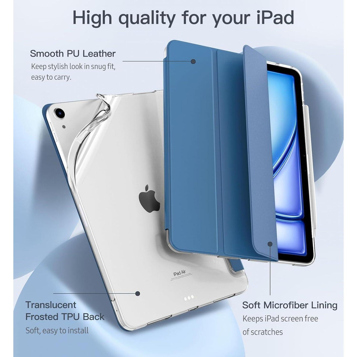 Schlanke Schutzhülle für iPad Air 11 Zoll mit Ständer, Grau Blau