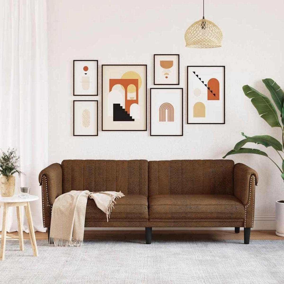 3-Sitzer Schlafsofa Braun Kunstleder mit Schlaffunktion