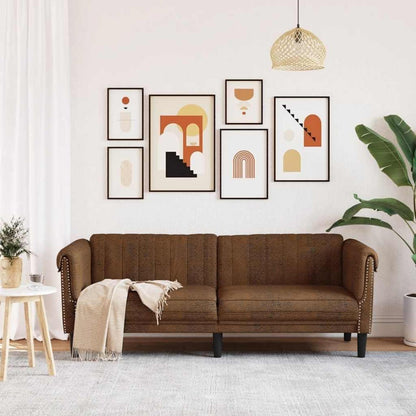 3-Sitzer Schlafsofa Braun Kunstleder mit Schlaffunktion