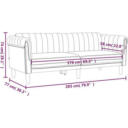 3-Sitzer Sofa Dunkelgrau Samt Modern mit Kissen