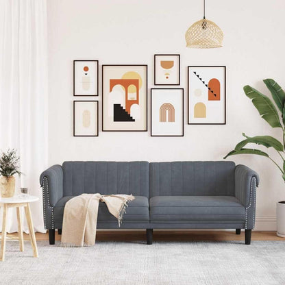 3-Sitzer Sofa Dunkelgrau Samt Modern mit Kissen