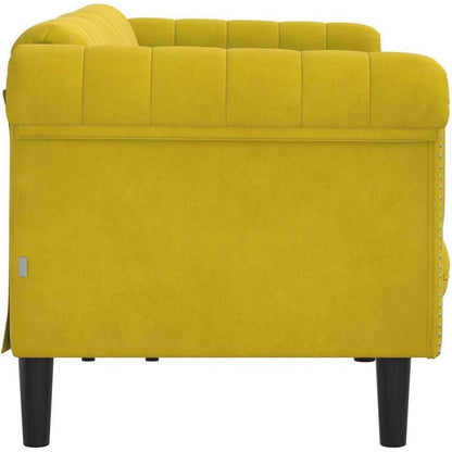 3-Sitzer Sofa Gelb Samt – Moderner Akzentstuhl mit Kissen