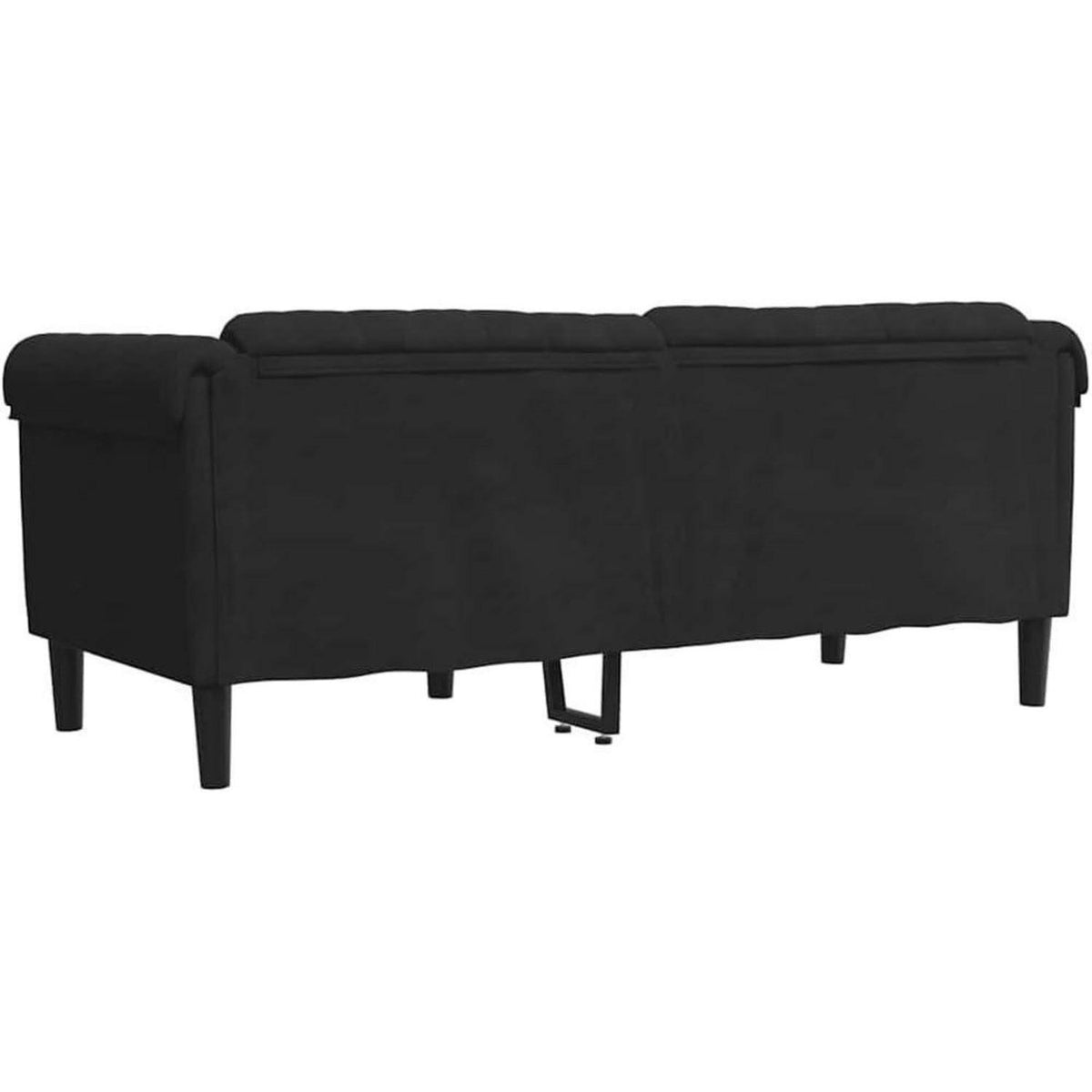 2-Sitzer Sofa Schwarz Samt | Moderner Akzentstuhl mit Kissen