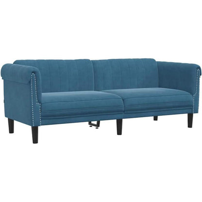3-Sitzer Sofa Blau Samt – Schlafsofa mit Memory Schaum