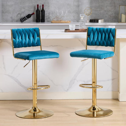 Barhocker 2er Set, Drehbar, Höhenverstellbar, Teal