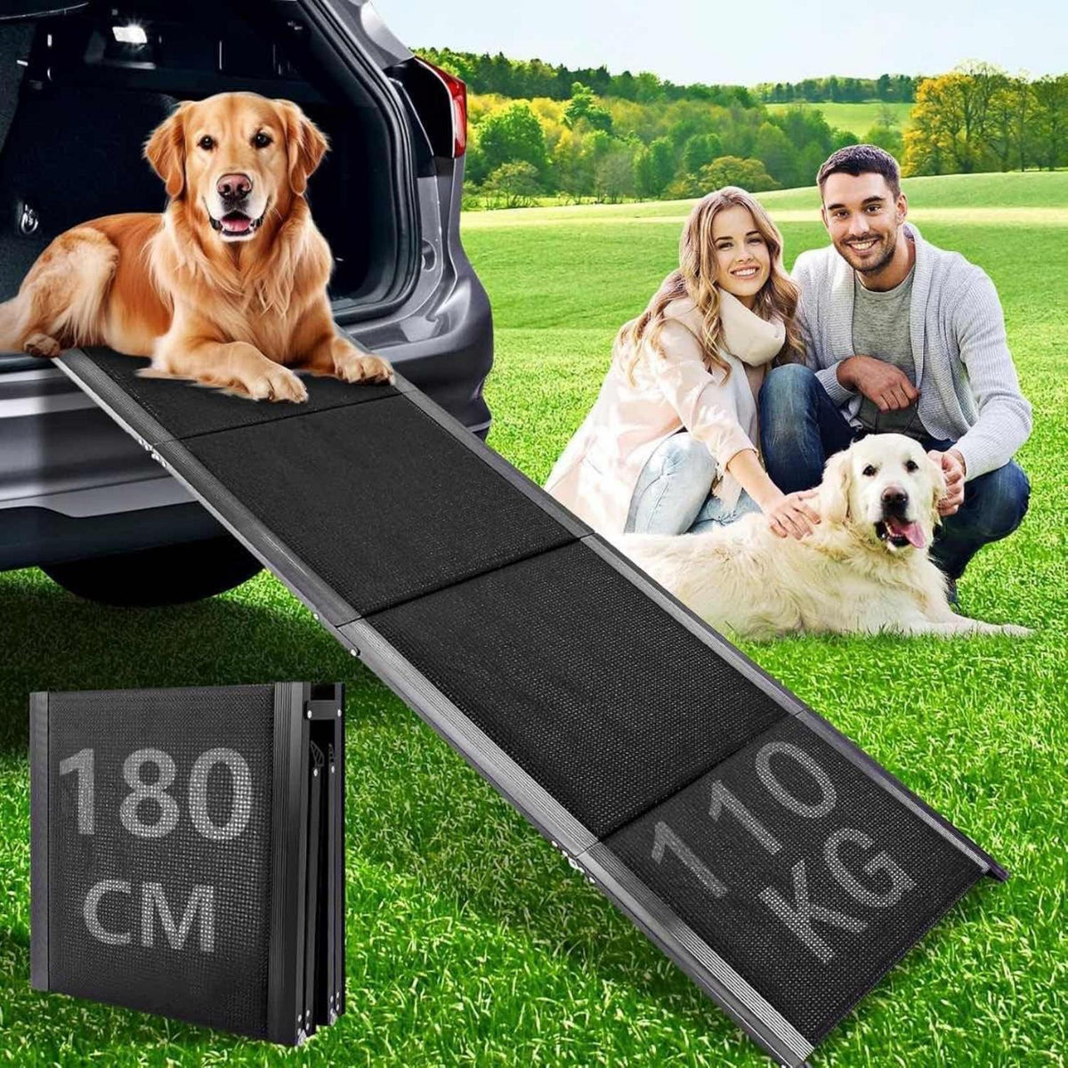 Hunderampe Klappbar 180x50cm – Rutschfest & Traglast 110kg