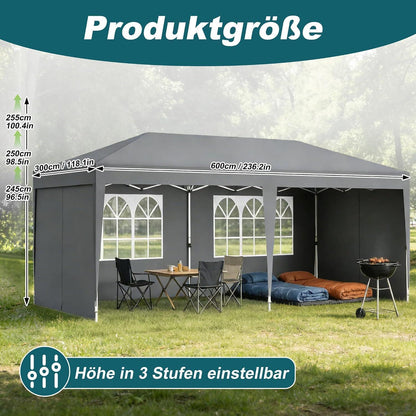 Faltpavillon 3x6m – Partyzelt mit Seitenwänden & Zubehör