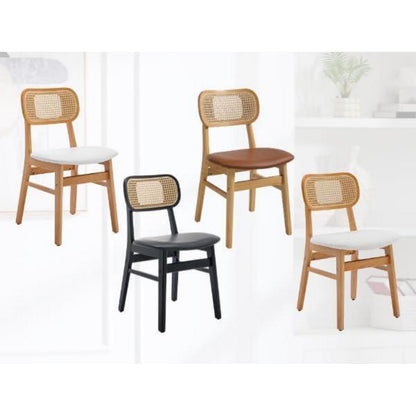 Esszimmerstühle Set 4er – & Rattan Schwarz in Lederoptik