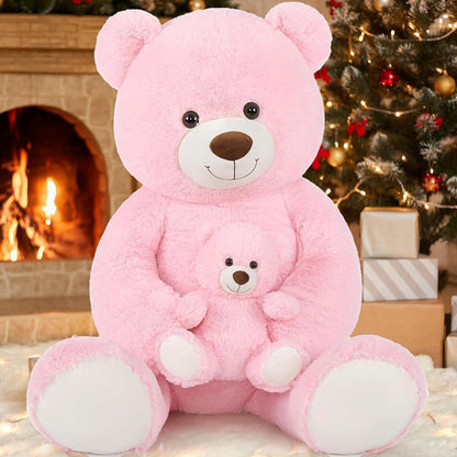 Riesiger 130cm Kuschelteddybär mit Babybär – Perfektes Geschenk