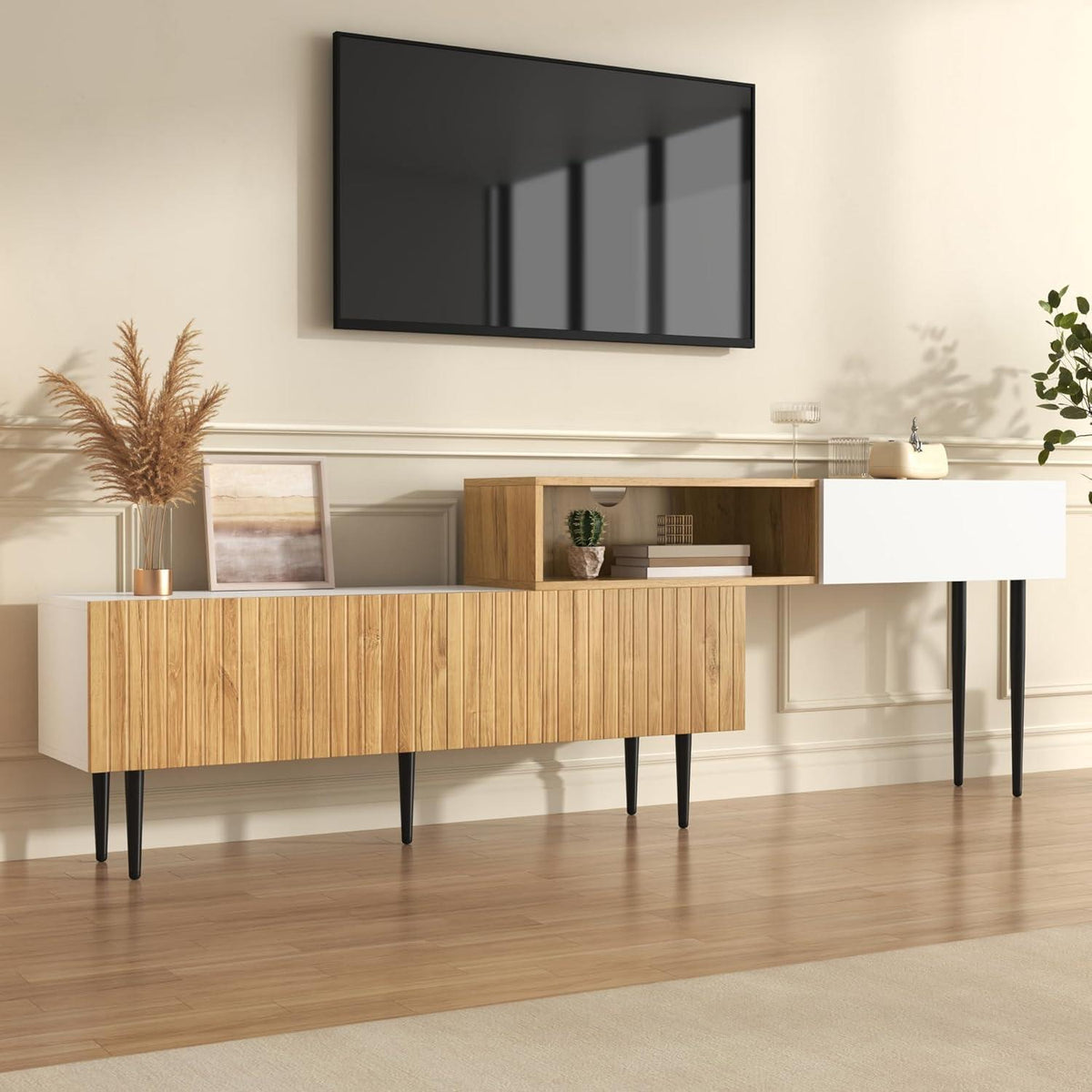 Modulares TV-Lowboard Weiß mit verstellbarer Länge