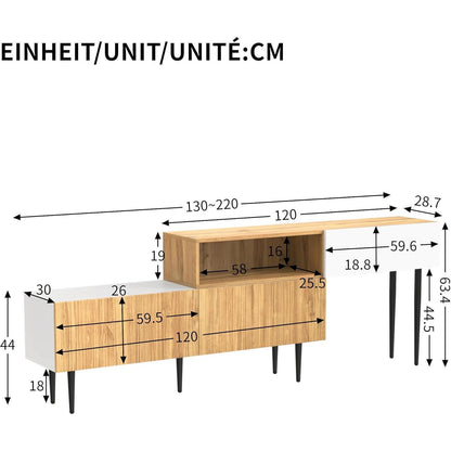 Modulares TV-Lowboard Weiß mit verstellbarer Länge