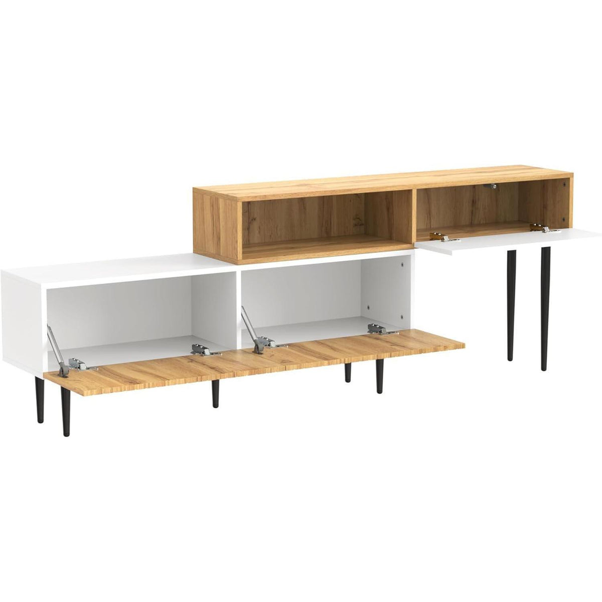 Modulares TV-Lowboard Weiß mit verstellbarer Länge