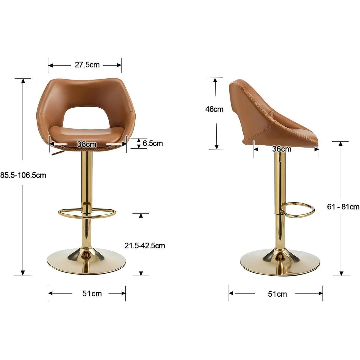 360° Drehbarer Barhocker 4er Set, Hellbraun
