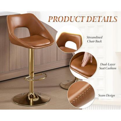 360° Drehbarer Barhocker 4er Set, Hellbraun